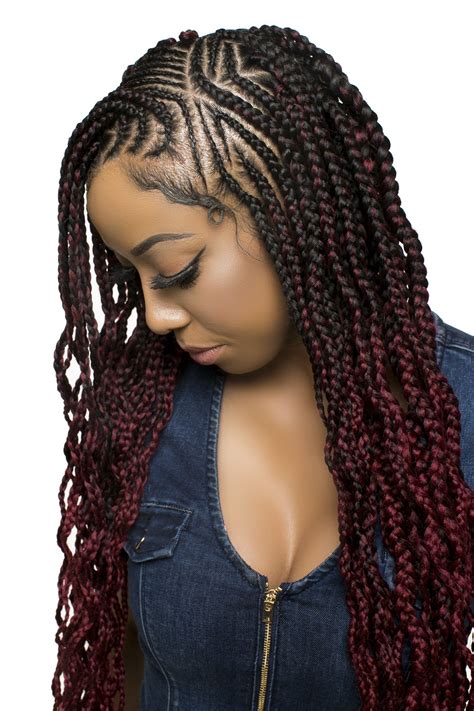 4 big goddess braids|maroon goddess braids.